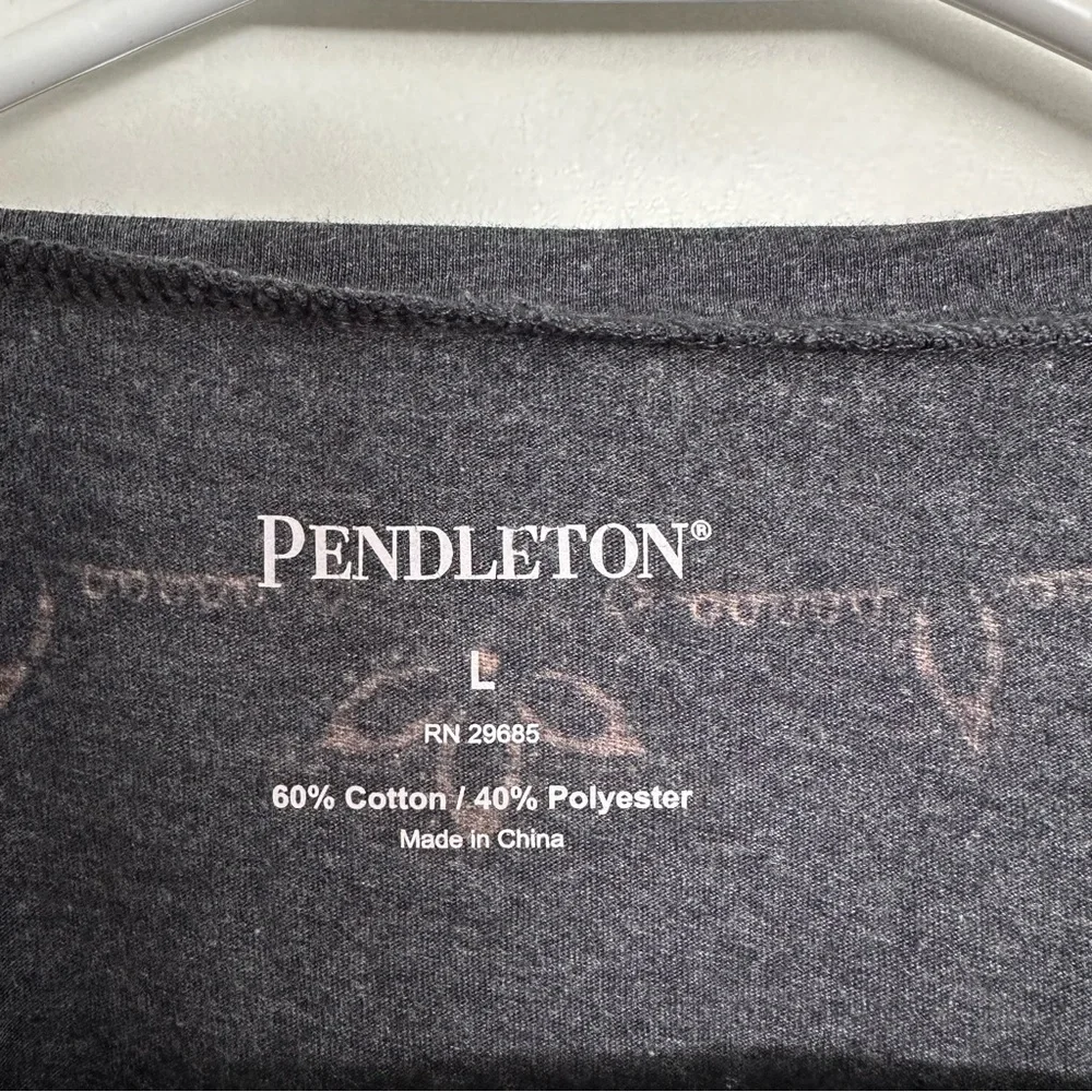 Pendleton Gray Boxy Top with‎ Three-Quarter Sleeves and Floral Embellishments